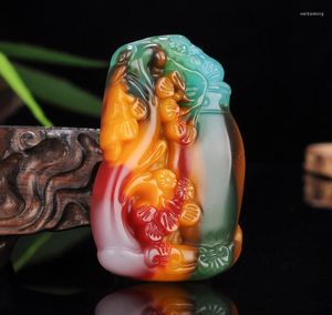 Colares pendentes naturais colorido colorido jade de sorte esculpida por pendentes da marca Homens de jóias femininas colar de jóias