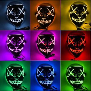 قناع الديكور لحفلات لعبة الهالوين LED GLOW أقنعة الرعب الهذيان للضوء لمهرجان COSPLAY Funny Costume Election Election Decorpurge Toys