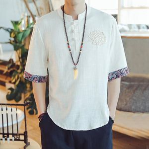 Этническая одежда традиционная китайская для мужчин мужской мандаринская рубашка блузя наряд Wushu Tops TAPS TA067