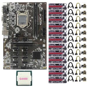 Placas -mãe B250 BTC Mineração de mineração 12 slot gráfico PCIE LGA1151 DDR4 RAM com 12x009s 1x a 16x cartão riser 1xg4400 cpu