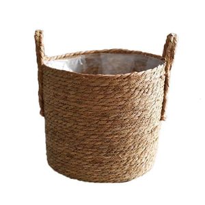 Корзины для хранения натуральная цветочная горшка Seargrass Wicker Basket Home Decor Garden Laundry Bamboo Toy Holders 221118