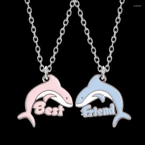 Gargantilla encantadores collares de colgantes de delfines para mujeres adolescentes adolescentes lindos amigos colgantes colgantes regalos de joyer a