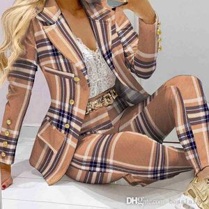 Tasarımcı Kadınlar Blazer Seti 2023 Moda Pantolon 2 PCS Suits Yüksek Kaliteli Giysiler Bayanlar Ofis Business Formal Coats Setleri