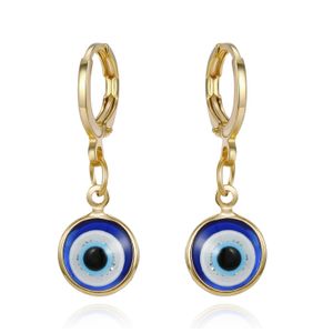 Harz Bling Evil Eye Creolen für Damen Schmuck Mode Vintage Runde türkische blaue Augen kleine Kreis Ohrringe