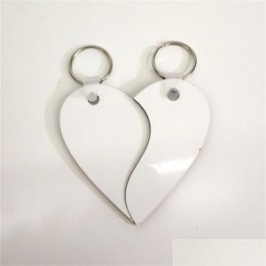 Portachiavi a sublimazione bomboniera Portachiavi bianco carino Etichette fai da te vuote Cuore d'amore Regalo per amante di San Valentino Consegna goccia Giardino domestico F Dho9T