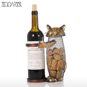 Racks de vinho de mesa TOOArts Cat Rack Cork Recipriador Bottle Bar Bar Metal Craft Christmas Presente Handcraft Animal Stand 221118