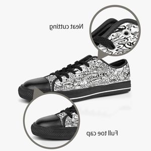 Мужчины Женщины DIY Custom Shoes Low Top Canvas Skateboard Triple Black Customization UV Print