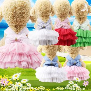 Dog Apparel Striped Bow Cupcake Dresses For Small Dogs Chihuahua Autumn Puppy Party Dress Princess Tutu Shih Tzu Yorkshire Pet Clothes