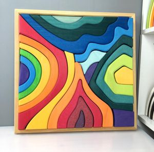 Nordic Style Geometryczne bloki konstrukcyjne Taca magazynowa Montsori Grimms Rainbow Wooden Toys Colorful6059456