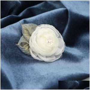 Pins Brooches Brooches Ladies Cloth Art Lapel Decoration Badge Scarf Brooch Shawl Fabric Flower Pin Collar Shirt Coats Pins Suit Wo Dhcdg