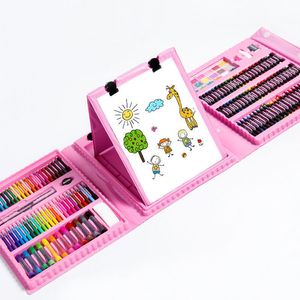 Kids Educational Toys Gifts 208PCS Children Art Painting Set Watercolor Pencil Crayon Water Pen Drawing Board Doodle Supplies