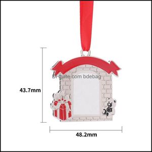 Juldekorationer sublimering tom metall Juldekorationer Värmeöverföring Santa Claus Pendant DIY JURTREE Ornament Wri Dhtqe