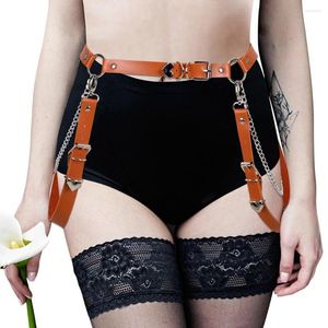 Belts Metal Harness Women's Belt Harajuku Punk Goth Accessories Leather Garters Stocking Sexy Lingerie Suspender Adjust Waist Size