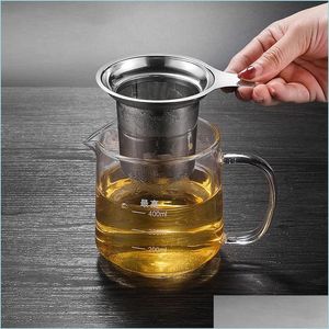 Ferramentas de chá de café 304 filtros de chá de aço inoxidável de grande capacidade Filtro de malha de infusor Filtro de água Tiques Canecas Copas de xícaras Drop Dhgxz