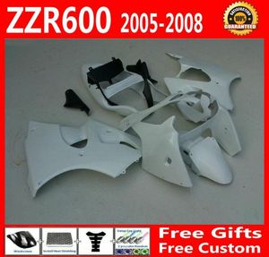 All Glossy Whtie Diy Favoritings Kit f￼r Kawasaki ZzR600 2005 2006 2007 2008 ZZR600 05 06 07 08 ZX600J NINJA -Verkleidungsk￶rper V58026361