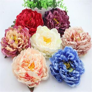 Dekorativa blommor 15 cm stora konstgjorda siden Peony Flower Head For Wedding Christmas Party Decoration Diy Wreath Scrapbook Craft Fake