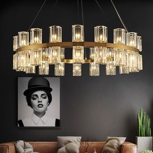 Modern luxury living room chandelier modern minimalist crystal restaurant lighting American hotel decorative lights