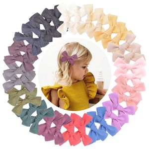 Mollette per capelli per bambini Mollette per bambini Forcine per capelli in cotone Toddler Girls Bowknot Clippers Copricapo Accessori per capelli per bambini Tinta unita M4235