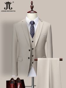 남자 정장 블레이저 13 색 5xL 재킷 조끼 바지 고급 브랜드 공식 비즈니스 남성 3 피스 신랑 ​​웨딩 드레스 단색 221117
