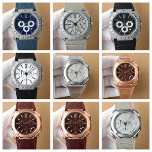 Montre DE Luxe Herrenuhren, 41 mm Chronograph, Quarzwerk, achteckiges Zifferblatt, Stahlgehäuse, Luxusuhr, Armbanduhren