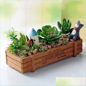 Planters POTS RETRO DESIGN PLANTERS Fashion Wood Garden Pot Anti Wear Desktop Flowerpot Fun Decorations Storage Box 3 7HX ZZ DRO DHTJ3