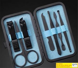 Novo salão 7 em 1 conjunto de manicure Black Aço inoxidável Clipper Kit de dedo dedo Pedicure Pedicure Toe Tools Set KD1