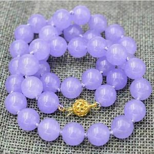 Ny 10 mm naturlig lavendel jade runda ädelsten pärlor halsband 18 '' aaa