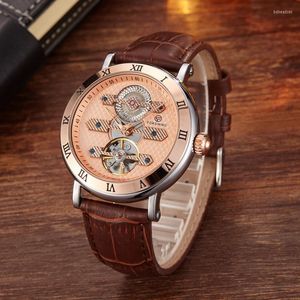 Orologi da polso Orologio maschile di lusso Moda Casual Tourbillon Orologio meccanico automatico Orologi da uomo Orologi in pelle Relogio Masculino Forsining Top