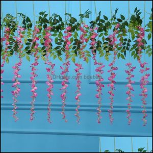 Dekorativa blommor kransar konstgjorda wisteria silkblomma för bröllopsfest hängande dekorationer simation falska blommor ta p o pr dhpq8