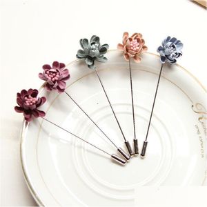 Pins Brooches Pins Brooches Cor 5Pcs/Lot Wholesale Brooch Flower Pin Men Lapel For Suits Handmade Women Wedding Drop Delivery Jewelr Dhlc7