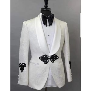 Męskie garnitury Blazers Białe mężczyzn szal szal Lapel Custom Blazer Slim Fit Płaszcz Wedding Mężczyzna Fashoin Ubrania 221117