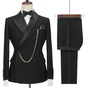 Męskie garnitury Blazers na zamówienie Czarnego Tuxedo Tuxedo Peaked Lapel podwójnie piersi Suit PROM Wedding Party Męskie kostium 221117