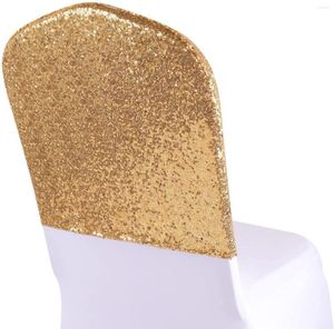 椅子は、スパンデックスカバーウェディングイベントパーティーの装飾用の100pcsスパンコールキャップフードをカバーします