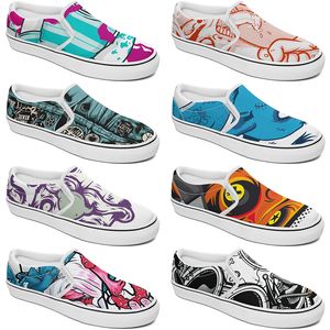 Custom Shoes Slip-on Canvas Shoe Customized Sneakers Men Women Blue Red Green Classic Custom Comfortable Low Platform Sneaker color73