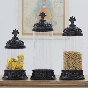 Förvaringsflaskor europeiska vintage burkar med lock gyllene förseglade glasflaska skrivbordsdekorativa godisburk vardagsrum dekoration