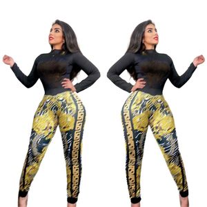 2024 Designer Brand Women Tracksuits Jogging Suit high neck 2 piece set print pullover pants Lady Outfit Long Sleeve Sweatsuits rhinestone Clothes 8992-2