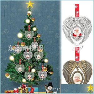 Weihnachtsdekorationen Dhs Sublimationsrohlinge Engelsflügel Ornament Weihnachtsdekorationen Flügelform Rohling Fügen Sie Ihr eigenes Bild und Rückseite hinzu Dhtsu