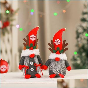 Decorações de Natal Decorações de Natal Barba Branca Papai Noel Hat tem flocos de neve e sinos Doll gnomos com chifres de brinquedos fofos para f dhpt2