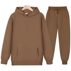 Men's Tracksuits Women Tracksuit Hoodies Casual Solid Color Thick Pullover and Long Pant 2-piece Set Autumn Fleece Jogger Sports Suit 221117