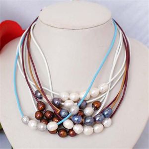 Choker Freshwater Pearl Pendant Necklace Ladies Chain Leather Rope Handmade Jewelry Designer Collar Wedding Bohemia Statement