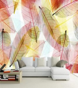 Modeinredning 3D stereo transparent blad po väggmålning matsal hem dekor tapet modern kreativ vägg målning4227204