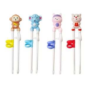 Kids Training Chopsticks Reusable Cartoon Animal Shaped Non Slip Chopstick Baby Happy Eating Tools