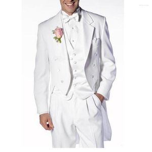 Ternos masculinos homens italianos homens cauda cinza casamento branco preto para padrinhos de 3 peças vestido de lapela pico do lapela