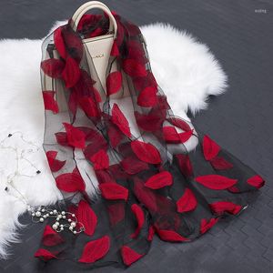 Szaliki damskie liście szalików i wzór kwiatów długi szal sprężyna jesienna wysokiej jakości dama elegancka hidżab w003