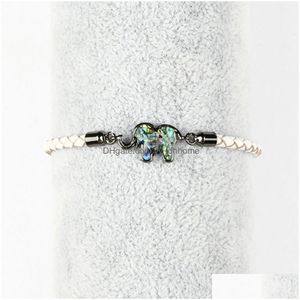 Kette Natürliche Abalone Shell Cz Elefant Armband Mit Echtem Leder Schöne Einstellbare Tier Schmuck Großhandel 10 Teile/los Drop Delive Dhbzw