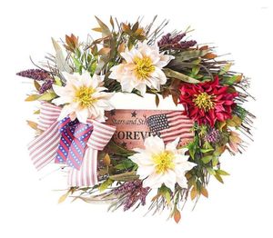 装飾的な花2022ラタンサークル人工花飾り45cm独立記念日の花輪庭の結婚式の装飾ホームDE
