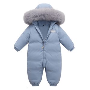 Rompers Baby Winter Jumpsuit Real Raccoon fur Waterproof Girl Snowsuit Toddler Boy Romper Infant overalls Down Jacket 221117