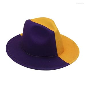 Berets J78E Fashion Christmas Cowboy Hat Gentleman Large Brim Fedora Felt Jazz Accessory For Adult Women Men