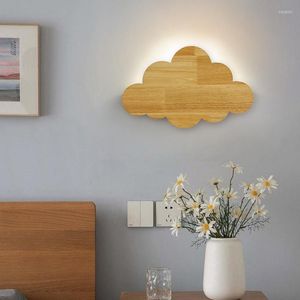 Wall Lamps Creative Cloud Lights Sconce For Boy Girl Child Room Bedroom Kids Lamp Nordic Modern Led Home Decor Wood Lighting Fixture