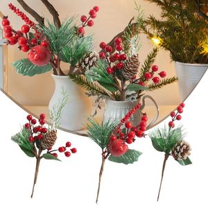 Decorative Flowers Christmas Red Fruit Cuttings And Decorations Tree Hanging Fake Plants With Basket